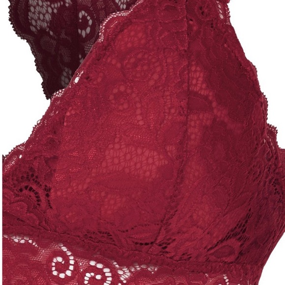 IN STOCK! ♥️ Plus Size Wine Lingerie Wireless Bra - Picture 3 of 4